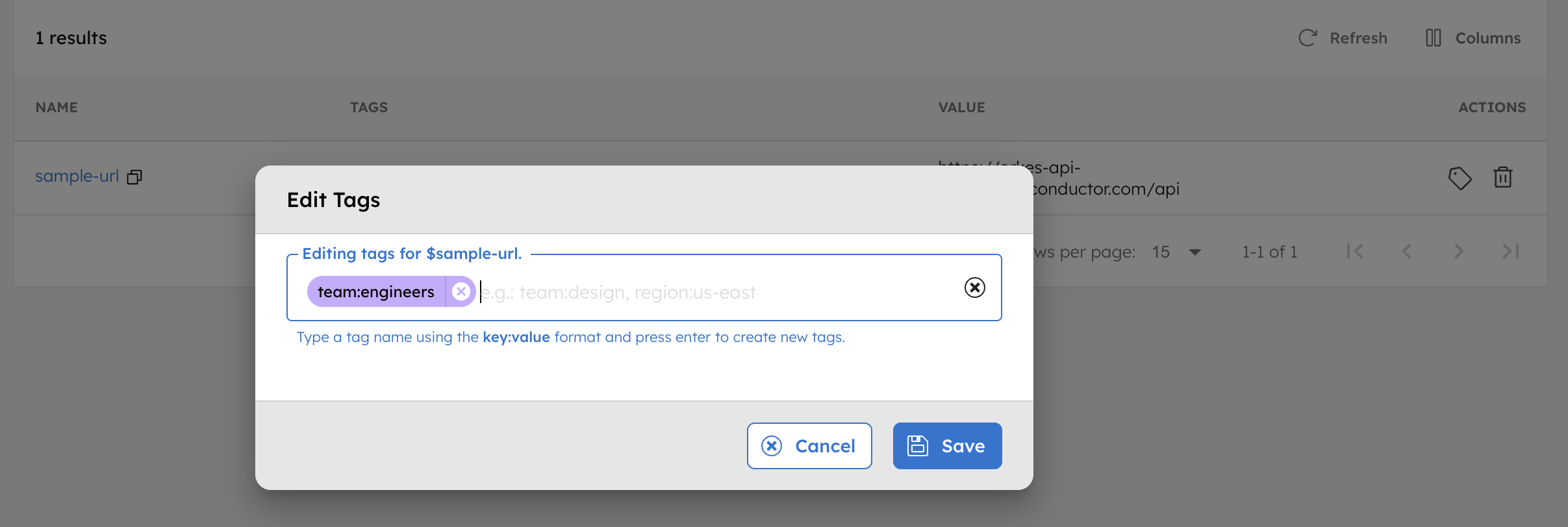 Tag format in environment variable