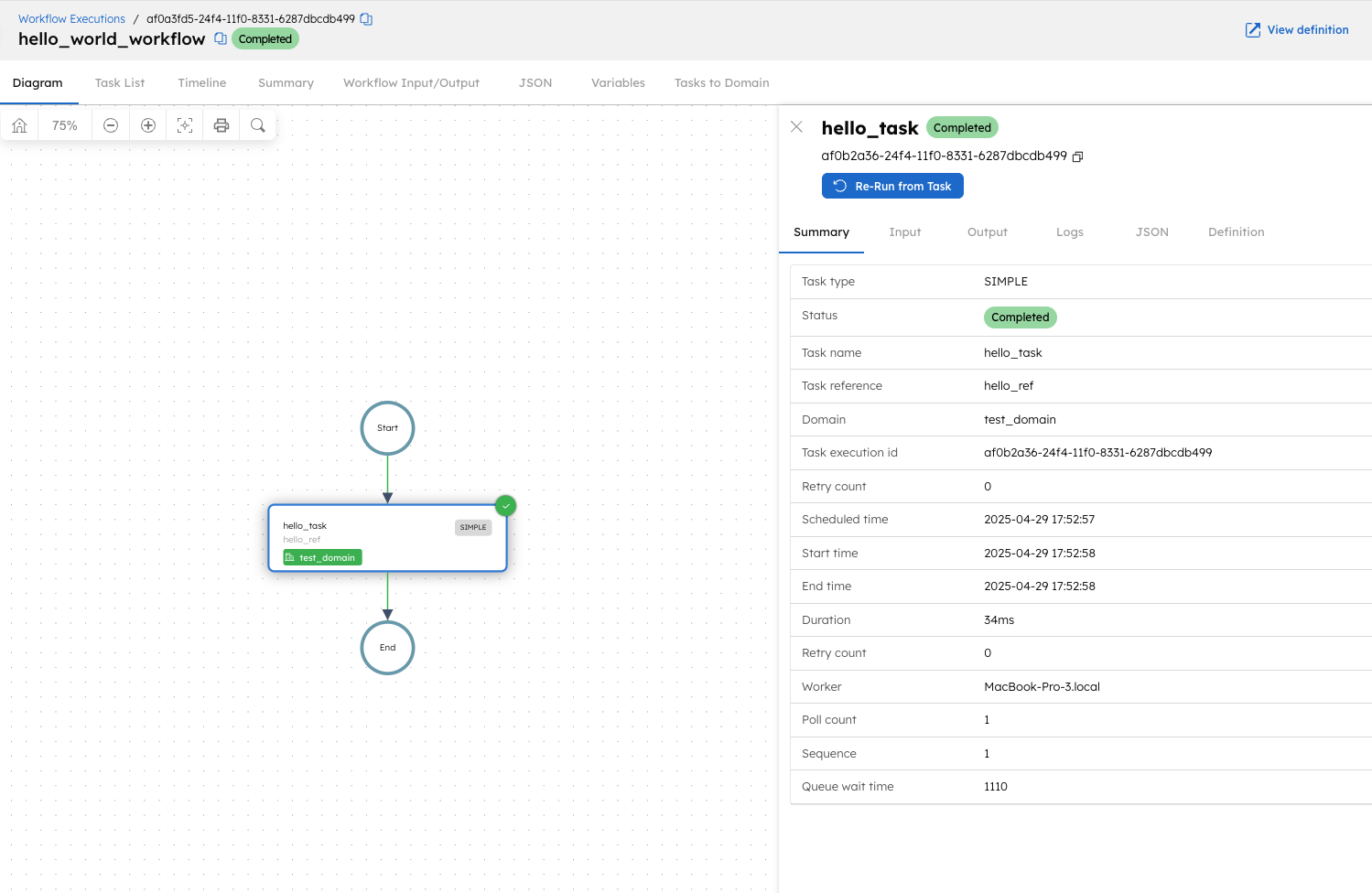 Task to domain workflow example