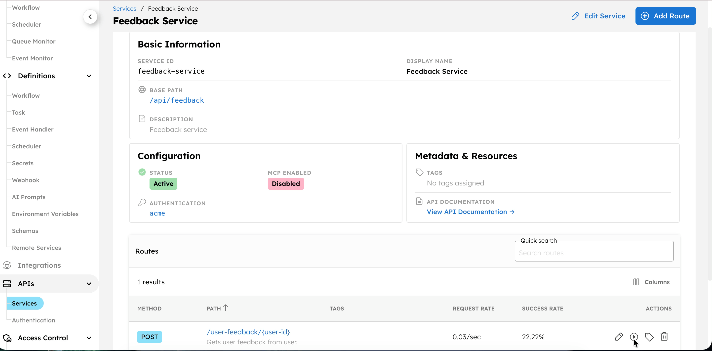 Testing route from Conductor UI