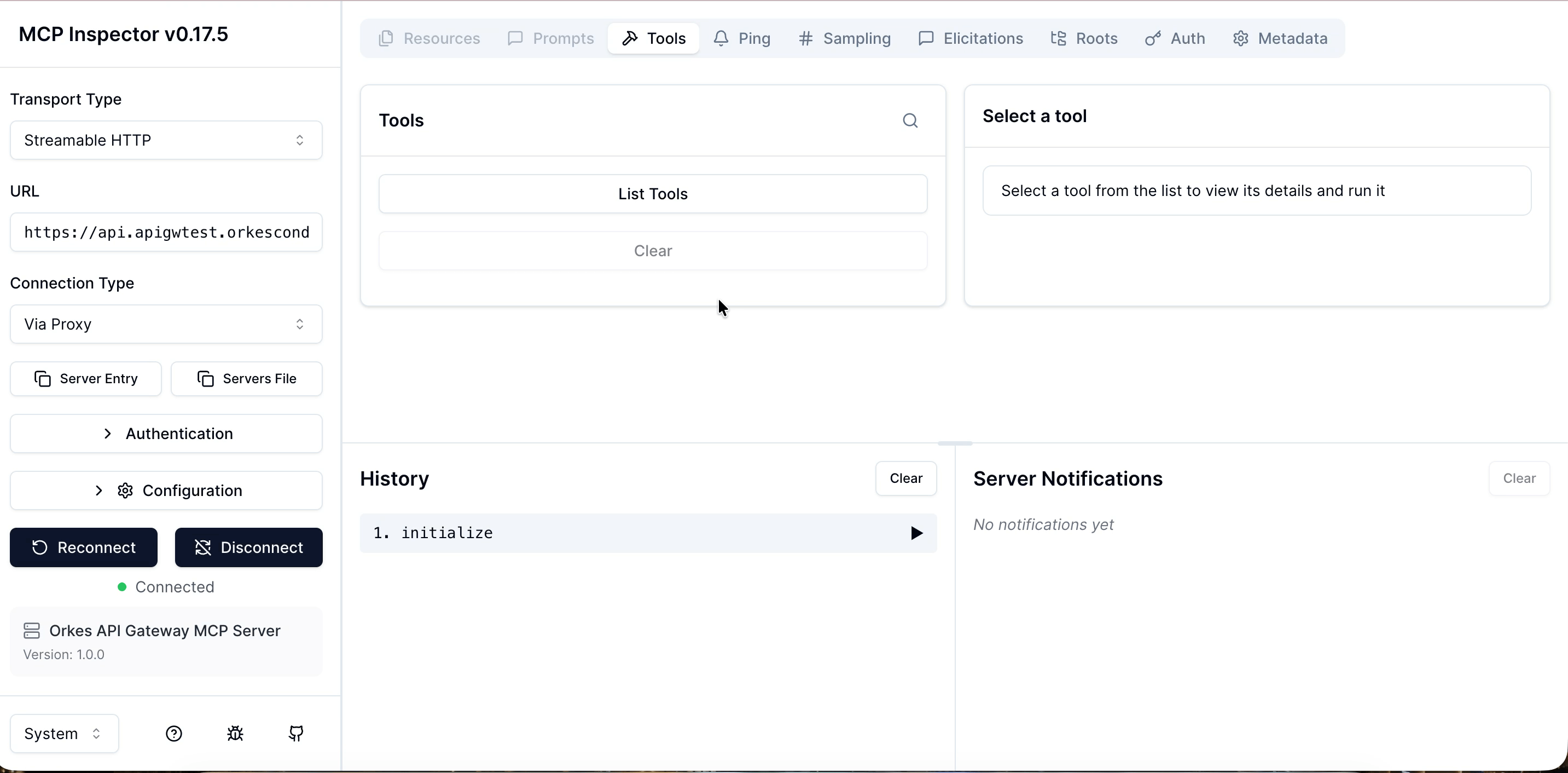 Testing from MCP Inspector