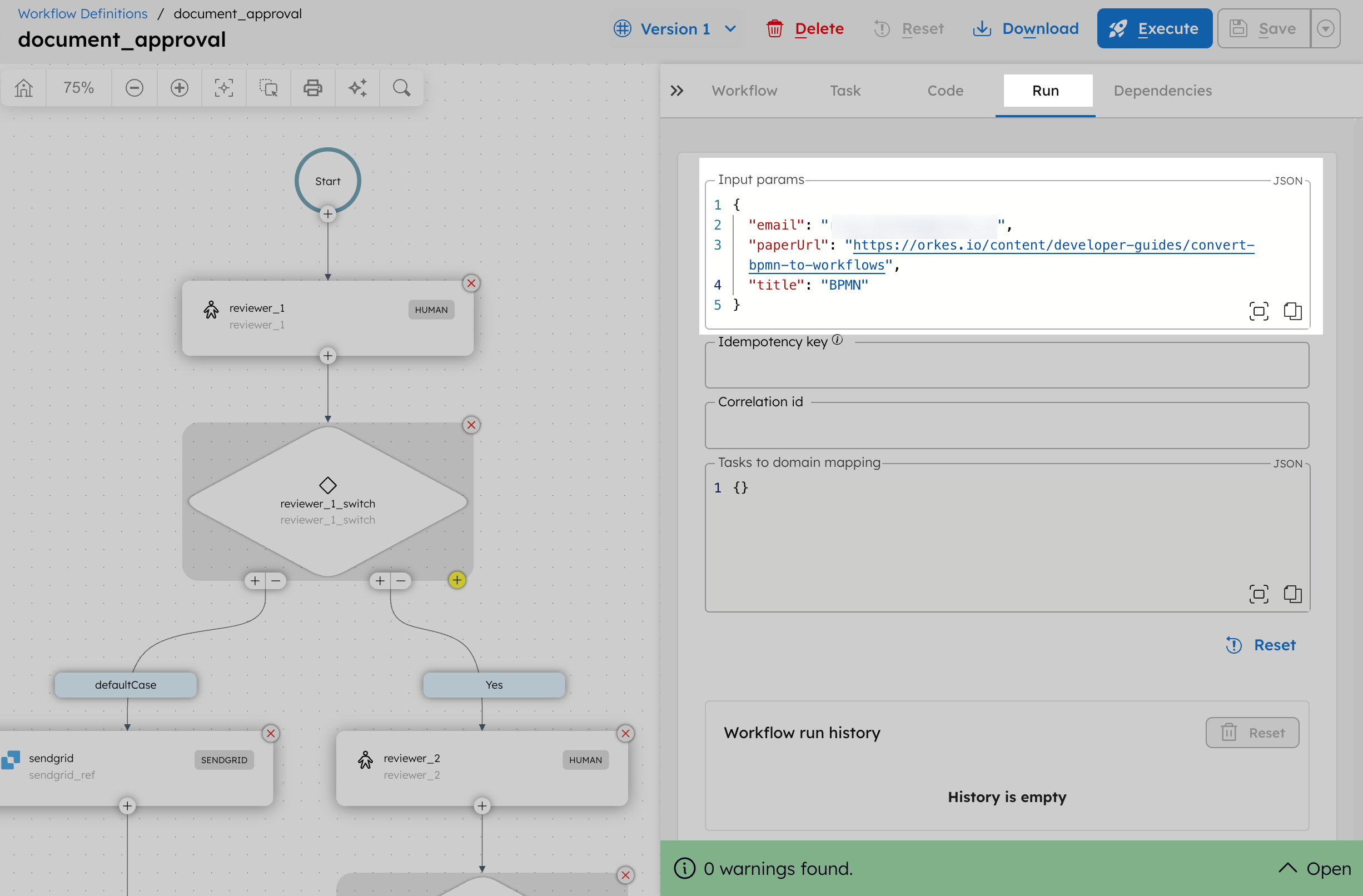 Executing doc approval workflow
