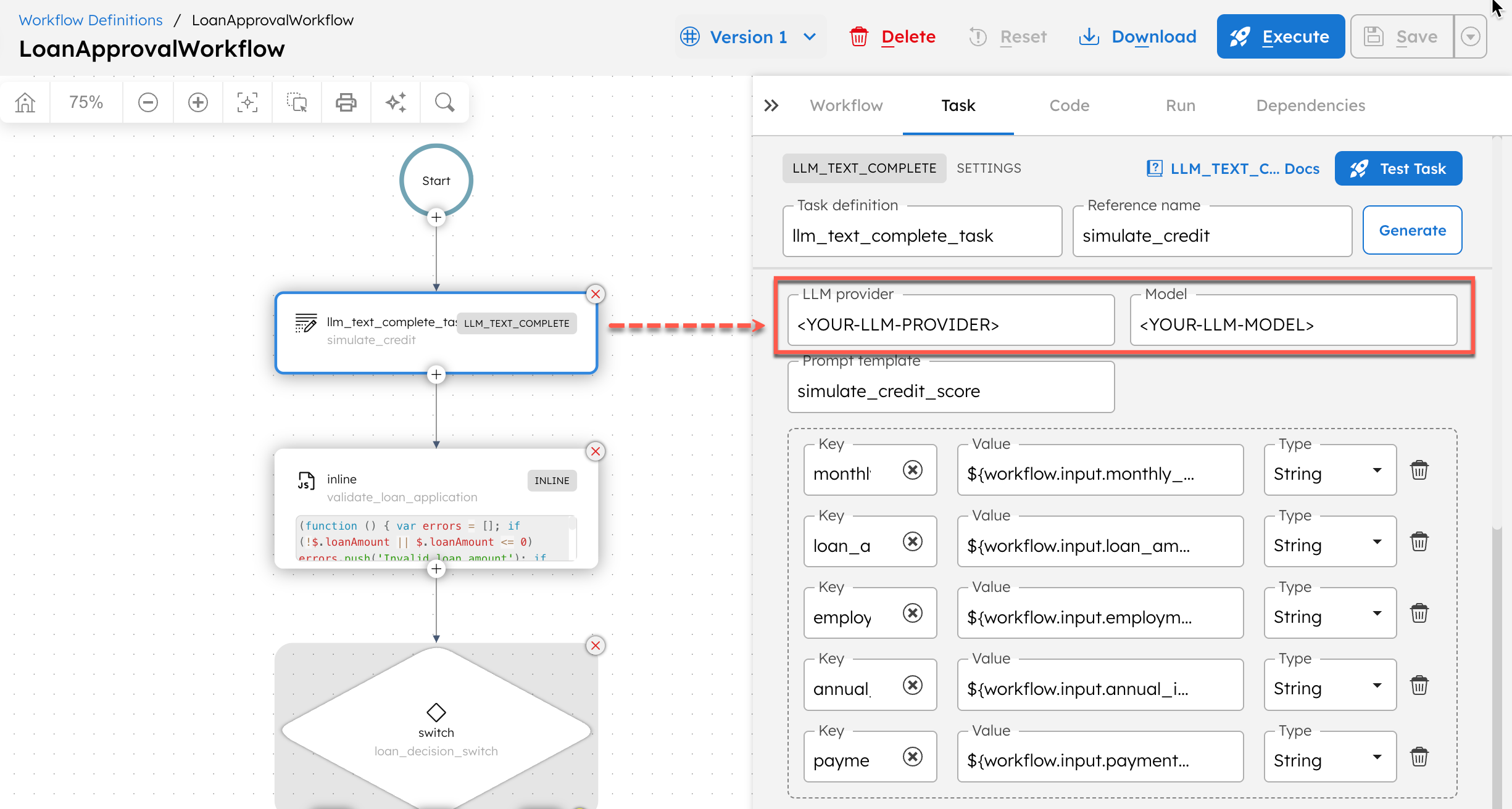 Updating LLM Text Complete task with AI integration