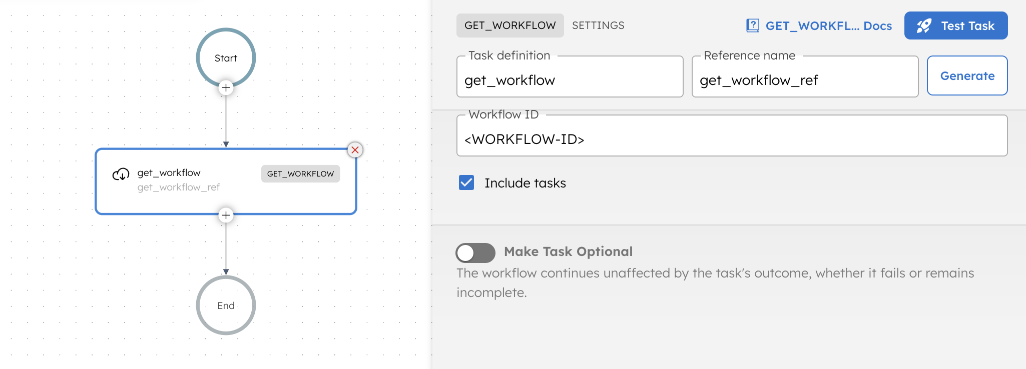 Screenshot of Get Workflow Task in Orkes Conductor