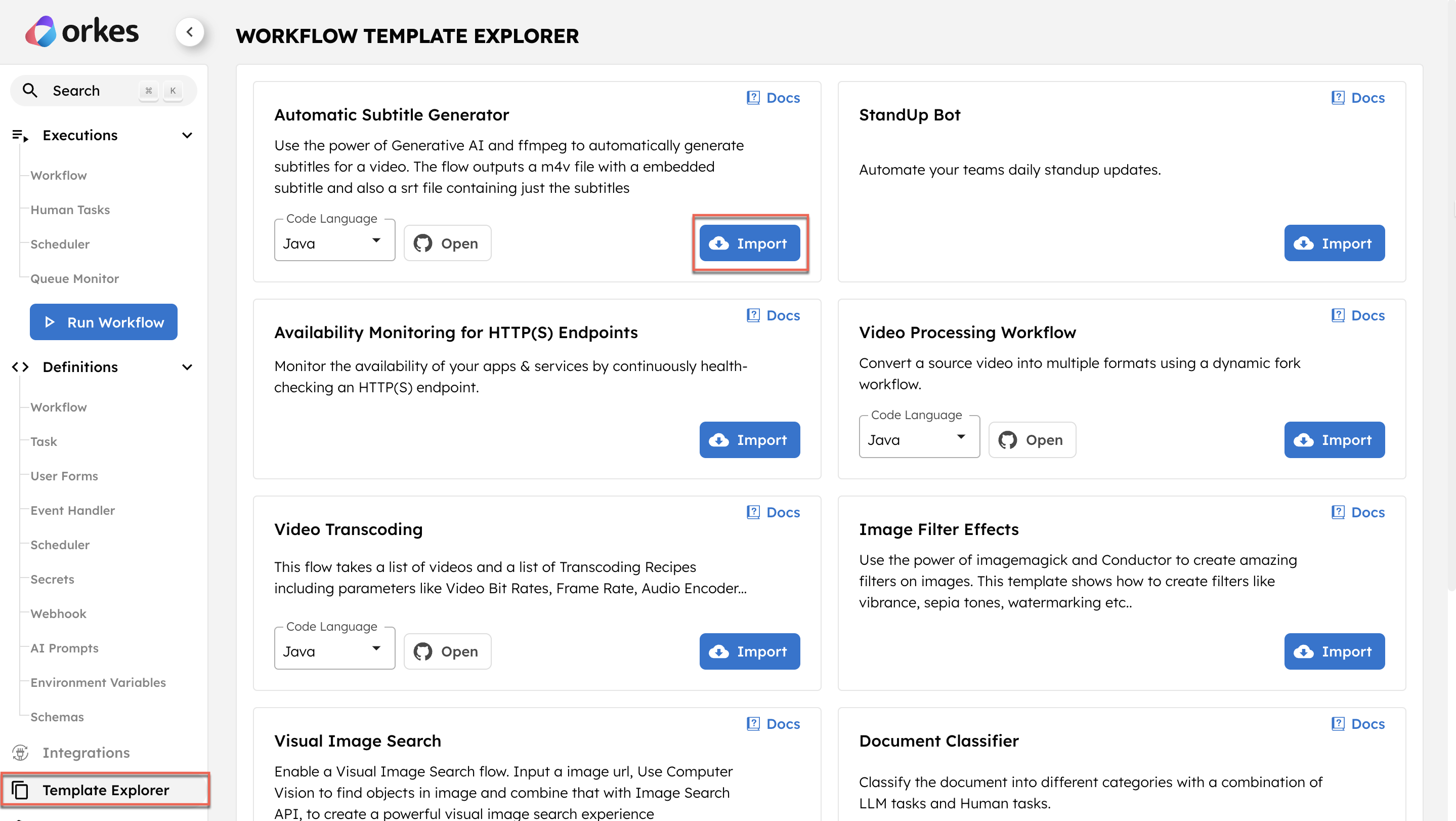 Workflow Template Explorer