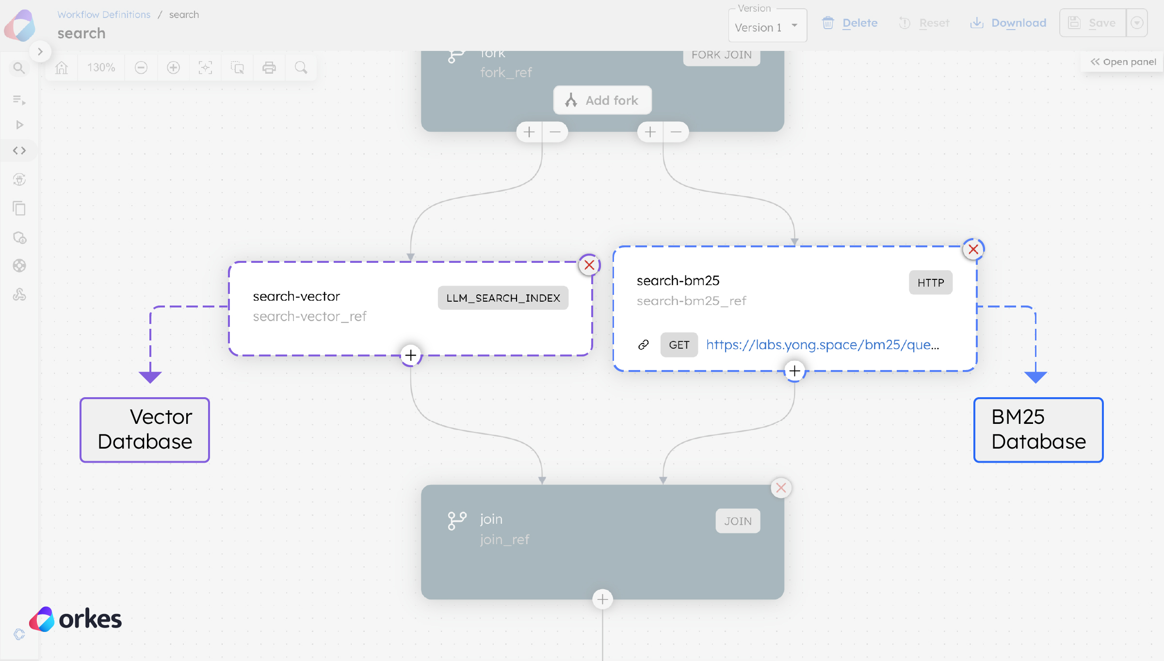 Screenshot of the search tasks in a Conductor workflow.