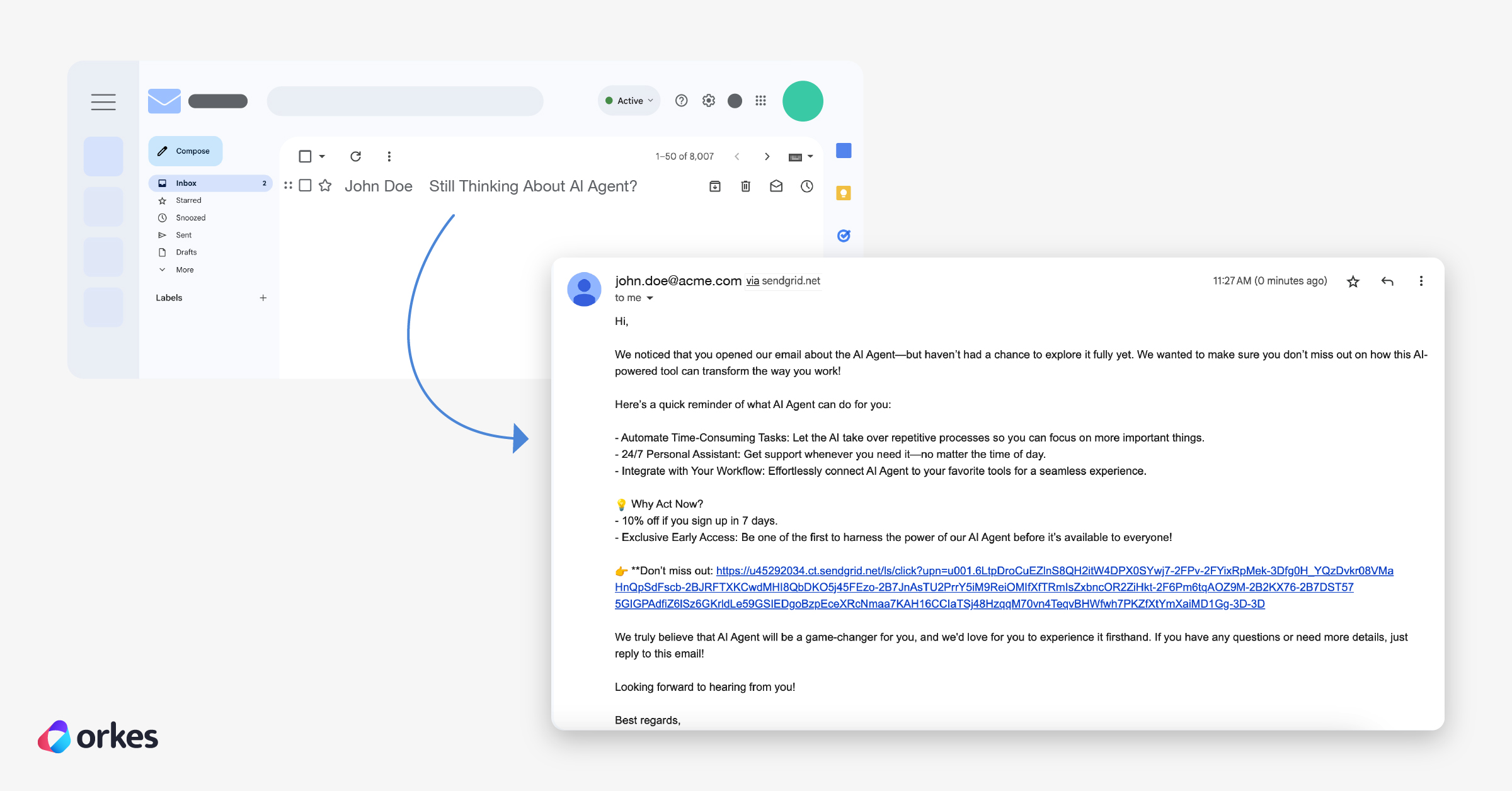 Follow-up email received for the open event
