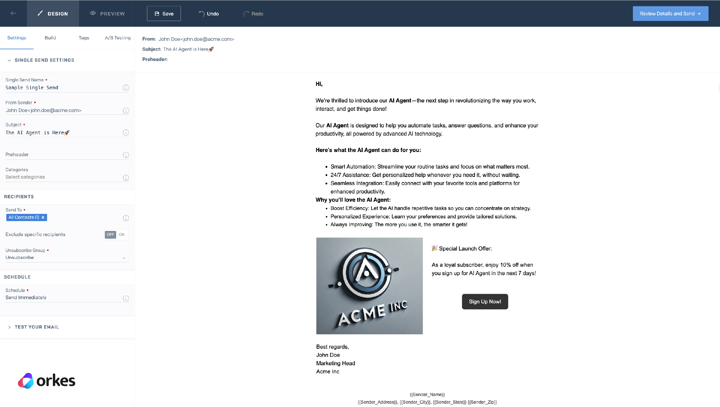Creating a single send in SendGrid
