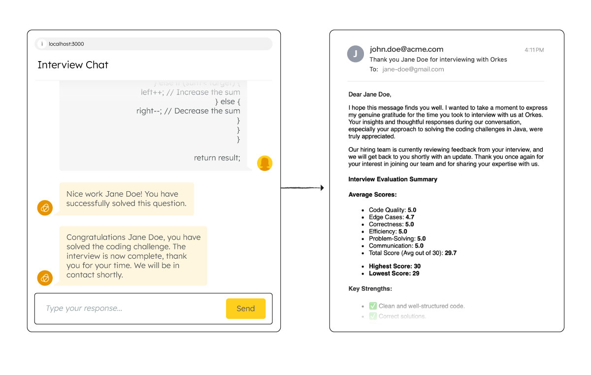 Thank you email triggered on completing interview