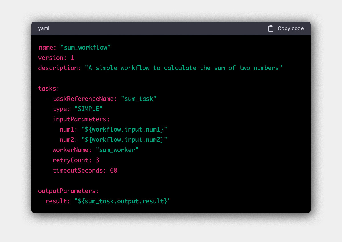 ChatGPT generated workflow to find the sum of 2 numbers in YAML