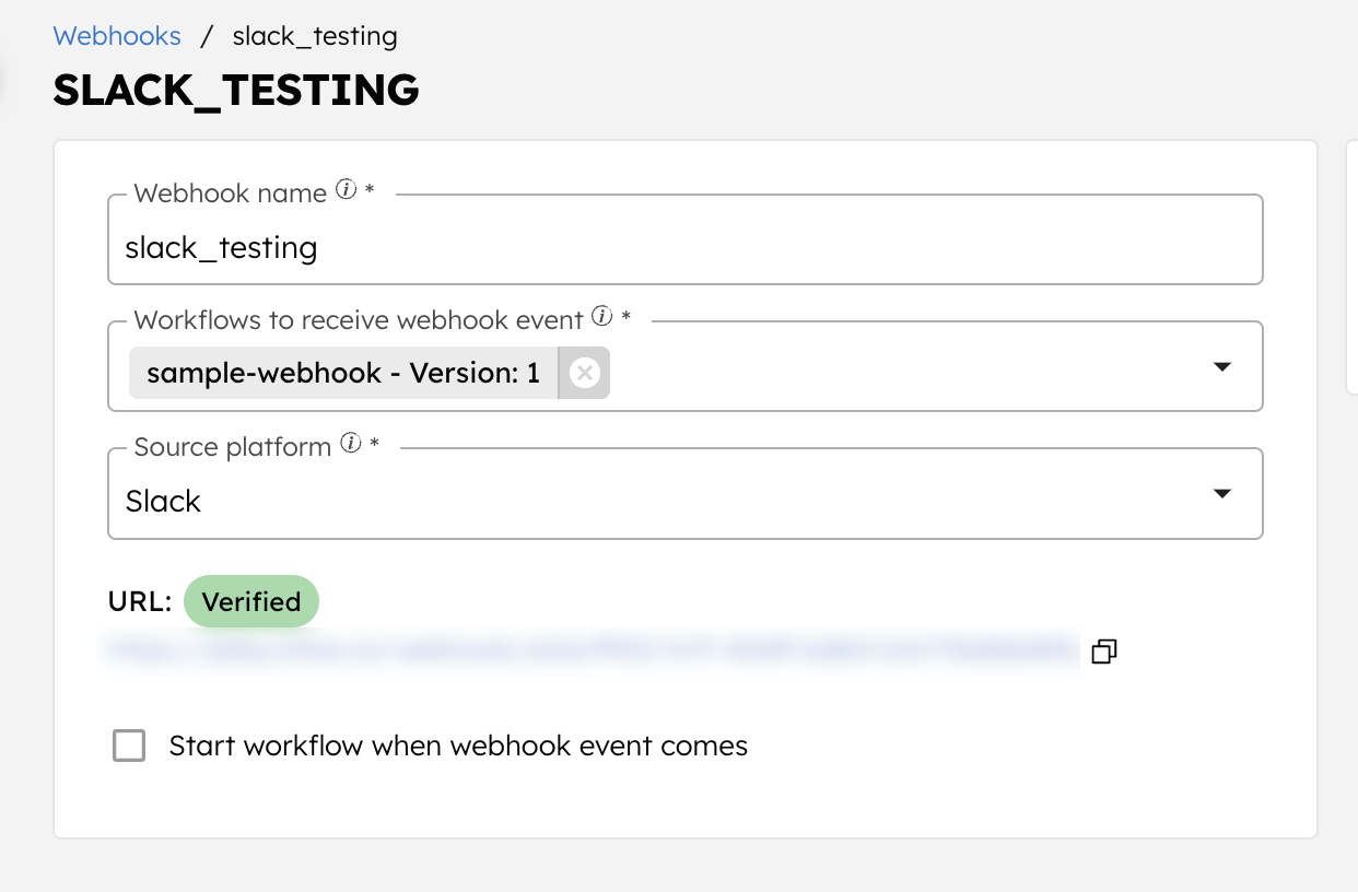 Creating workflow to receive events from Webhook