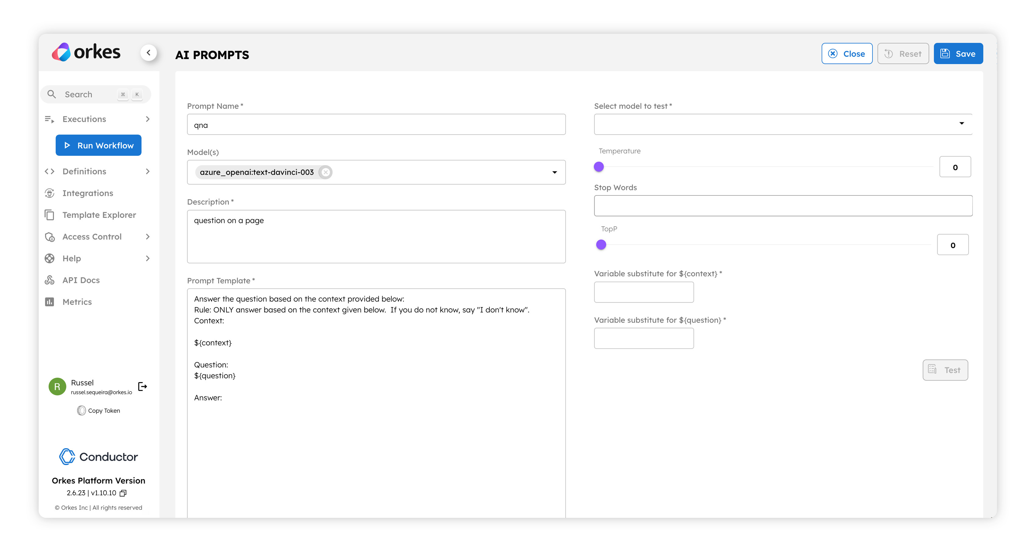 Creating AI prompts in Orkes Conductor