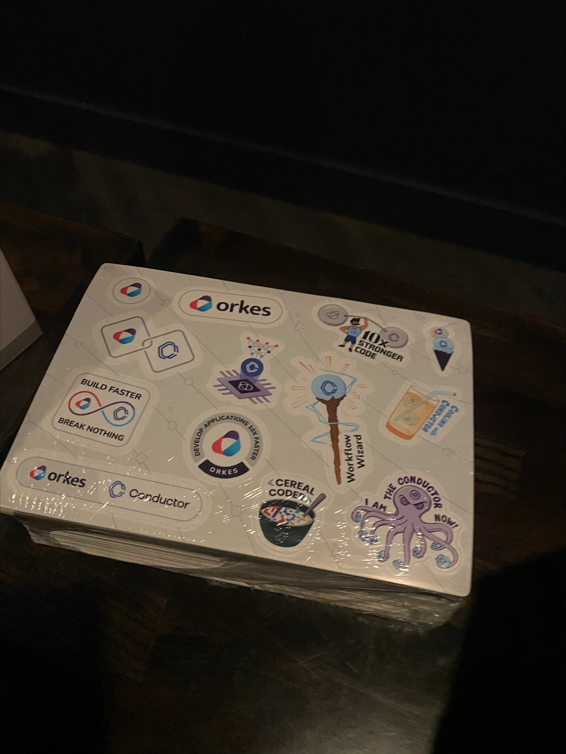An image of the Orkes stickers given to the attendees.