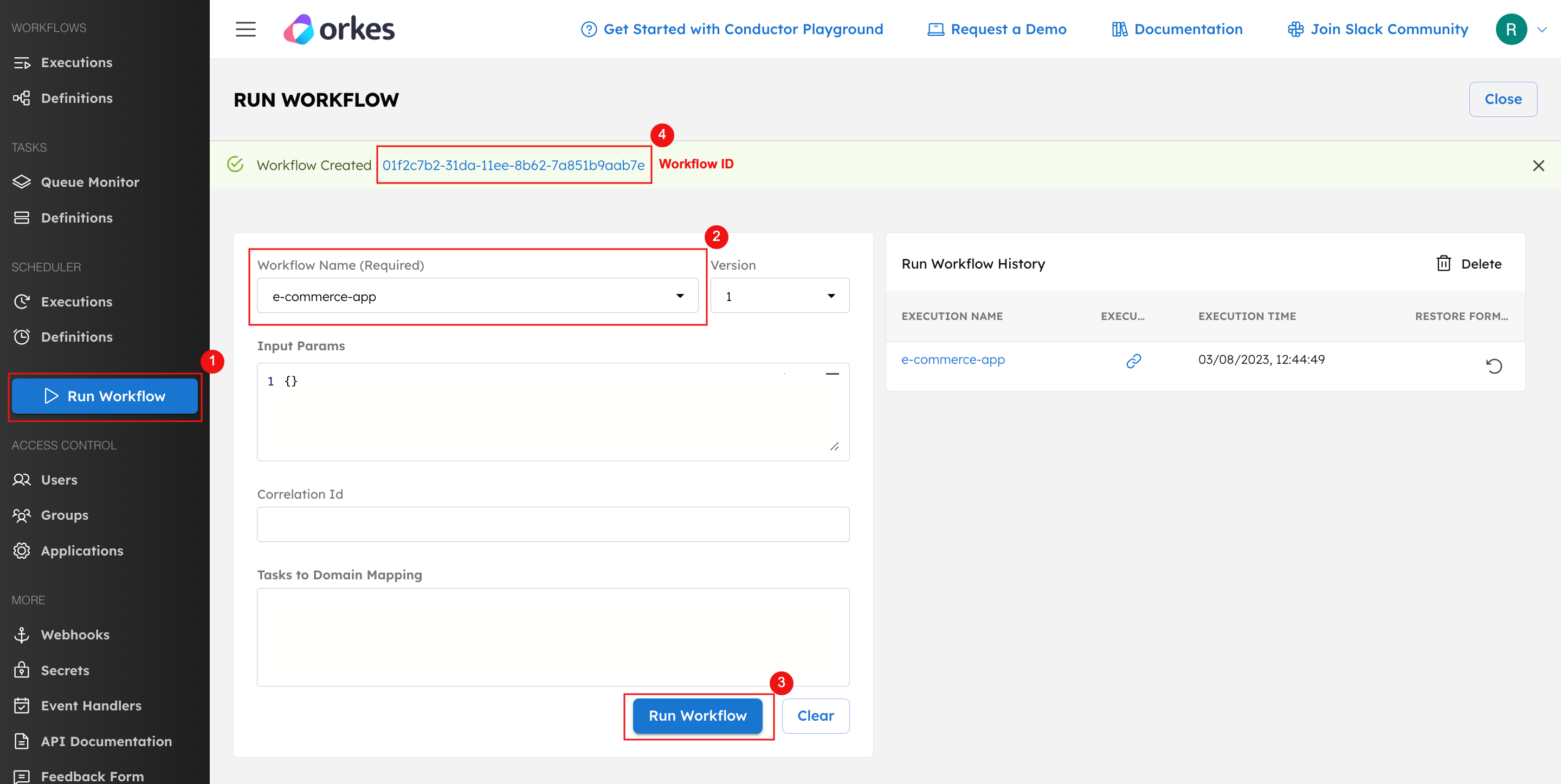 Running Workflows from Conductor UI