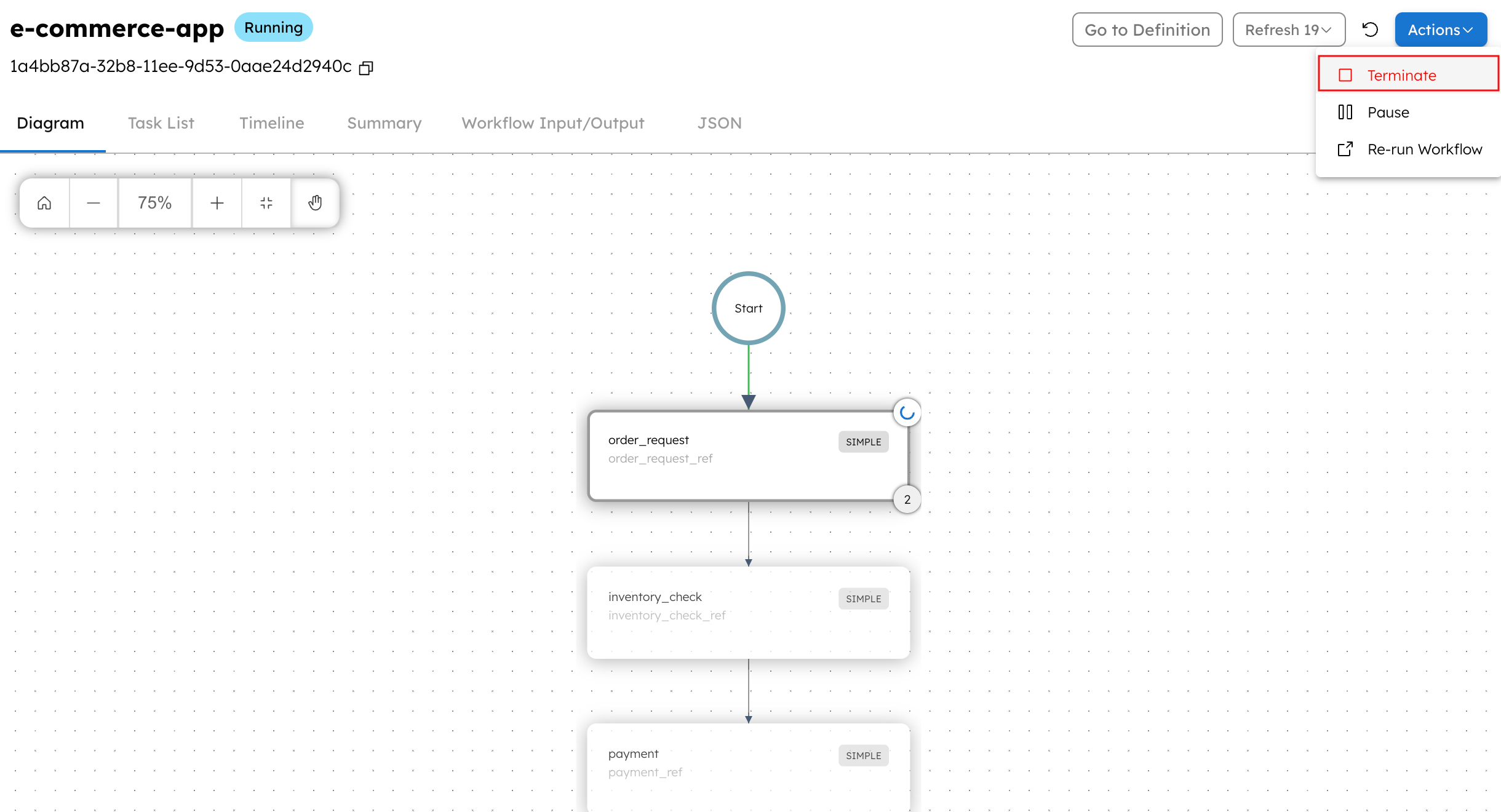 Terminating the task from Conductor UI