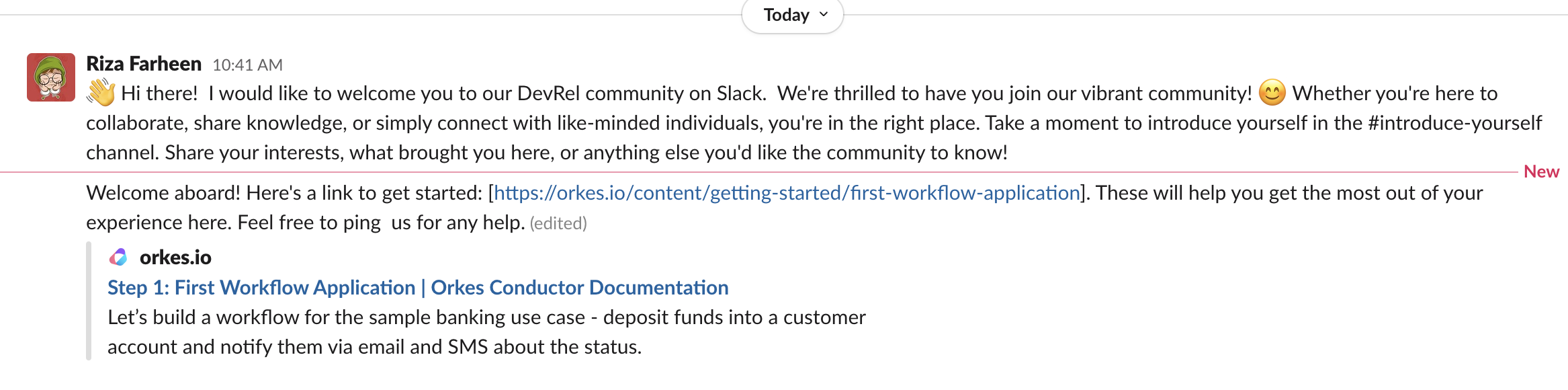 Second welcome message received by the user to get started