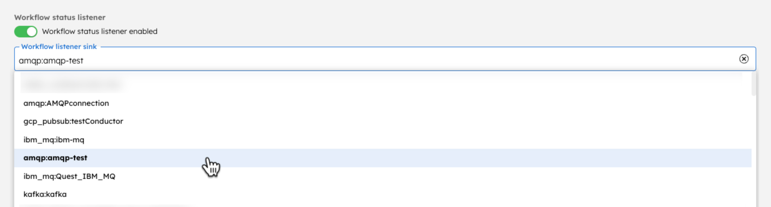 Updating workflow listener sink from Conductor UI