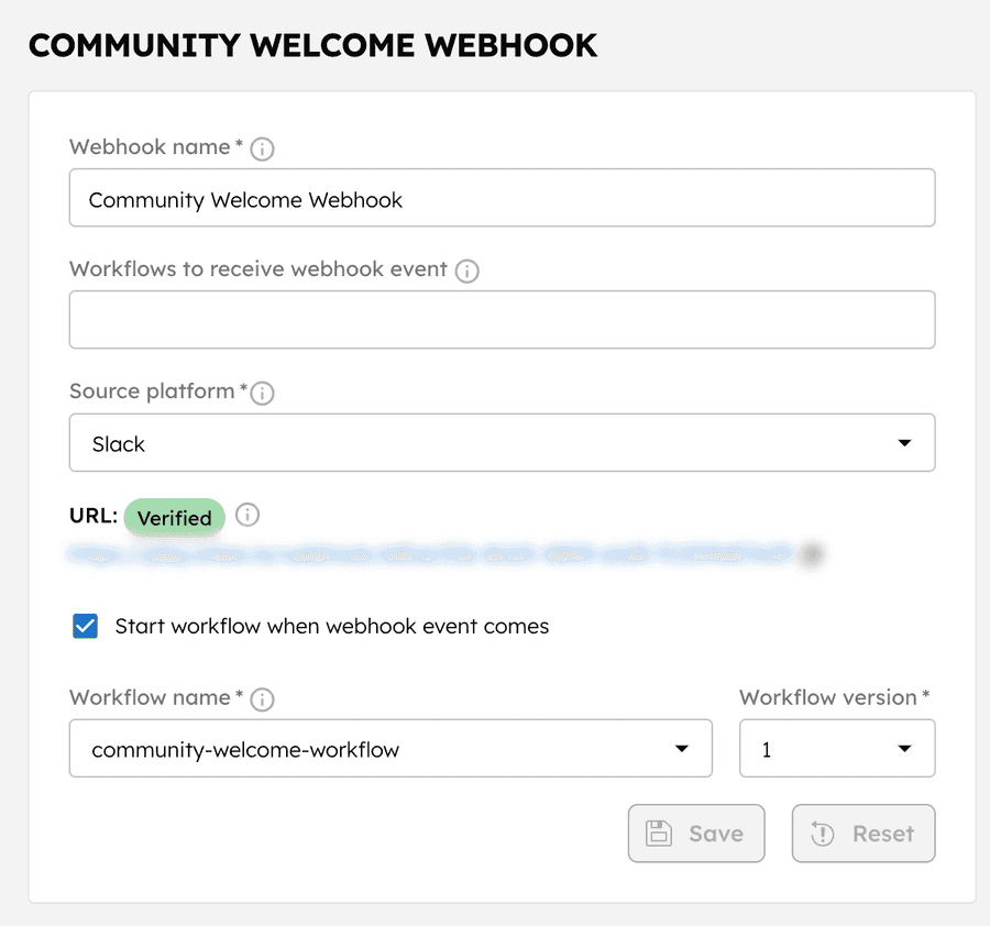 Webhook for receiving events