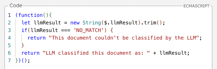 Code snippet of the script used to transforms the LLM output into the desired format for user display.