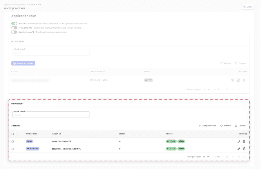 Granting app permissions for tasks and workflows