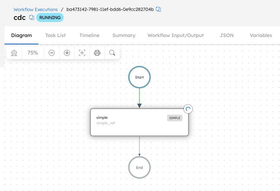 CDC workflow in running state