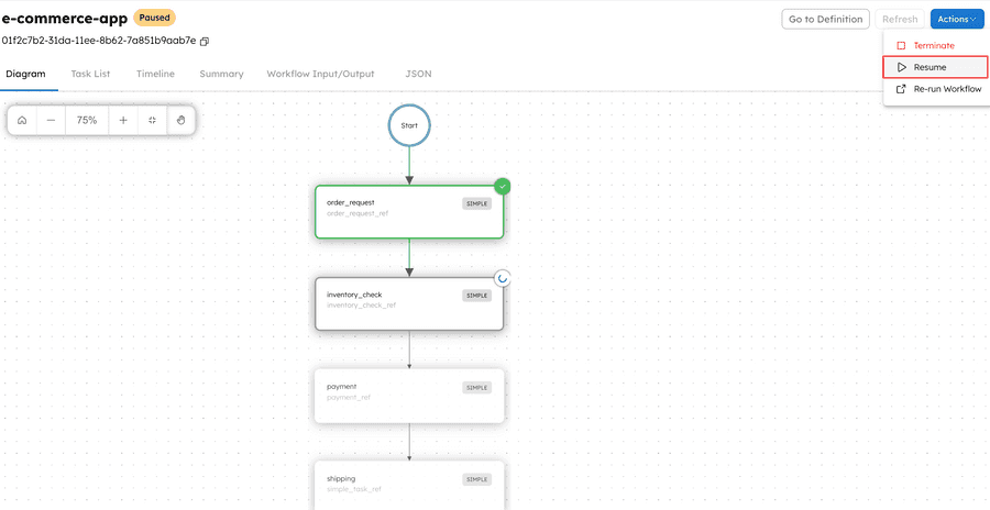 Resuming Workflows from Conductor UI