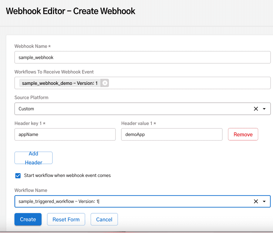 Creating new webhook for integration