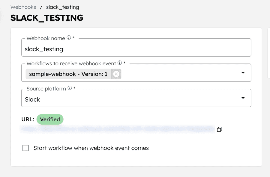 Creating workflow to receive events from Webhook