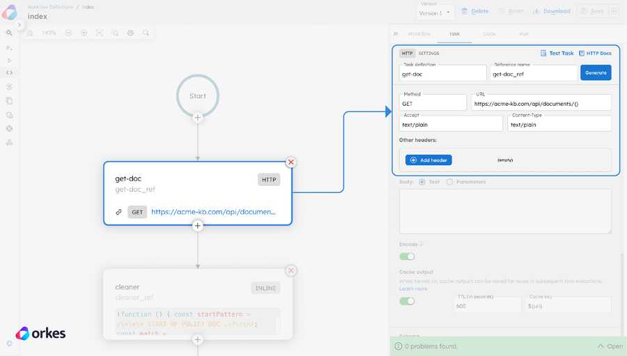 Screenshot of the Get Document task in a Conductor workflow.